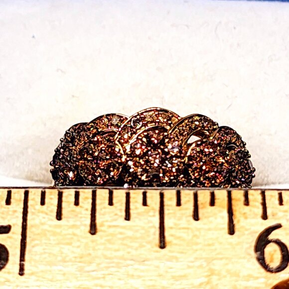 Natural Champagne Diamond ring in 14K Rose Gold vermeil over 925SS 1.00tcw sz 7 - Picture 2 of 6